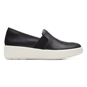 Clarks  Black Combi Layton Petal Leather Sneaker - Women 7